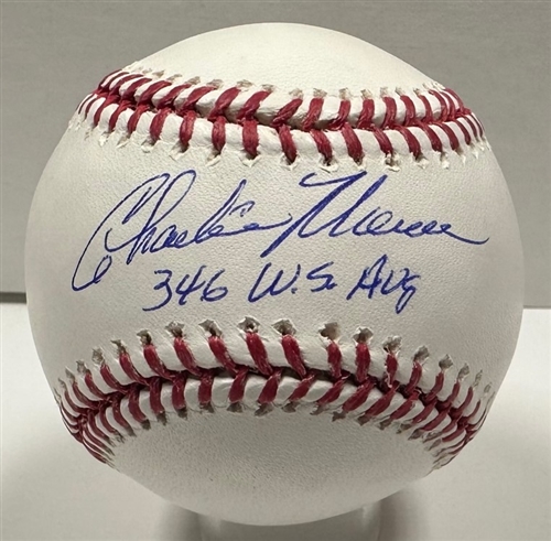 CHARLIE MOORE SIGNED OFFICIAL MLB BASEBALL W/ ".346 AVE 1982 WS" - BREWERS