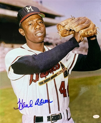 HENRY HANK AARON SIGNED 16X20 BRAVES PHOTO #7 - JSA