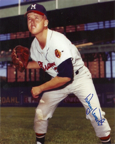 DENNY LEMASTER SIGNED 8X10 BRAVES PHOTO