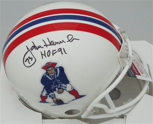 JOHN HANNAH SIGNED PATRIOTS MINI HELMET - JSA