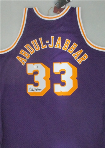 KAREEM ABDUL-JABBAR SIGNED MITCHELL & NESS LAKERS PURPLE JERSEY - BCA