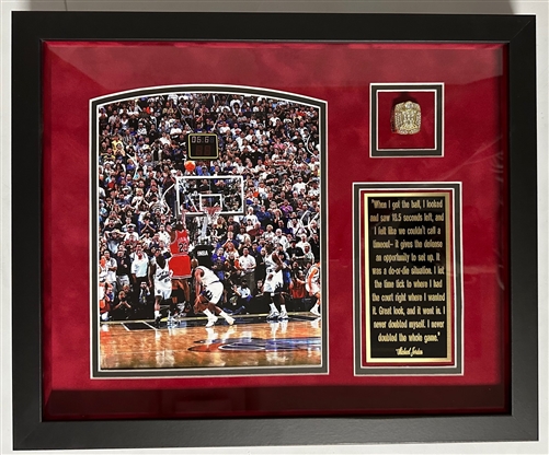 MICHAEL JORDAN FRAMED CHAMPIONSHIP RING W/ PHOTO & QUOTE