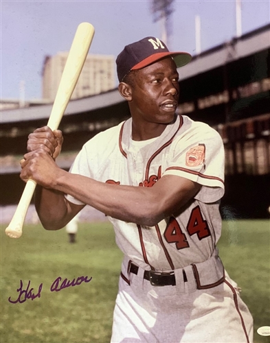 HENRY HANK AARON SIGNED 16X20 BRAVES PHOTO #21 - JSA