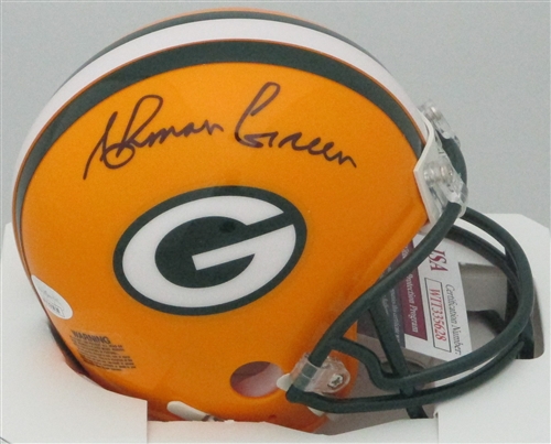 AHMAN GREEN SIGNED RIDDELL PACKERS MINI HELMET - JSA