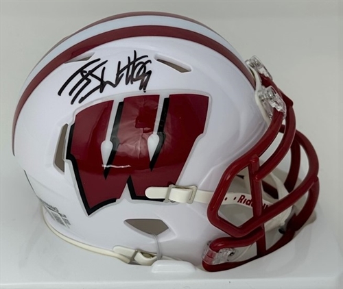 JJ WATT SIGNED WI BADGERS RIDDELL SPEED MINI HELMET - BAS