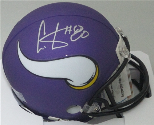 CRIS CARTER SIGNED VIKINGS MINI HELMET