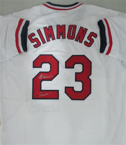 TED SIMMONS SIGNED CUSTOM CARDINALS WHITE JERSEY W/ SIMBA - JSA