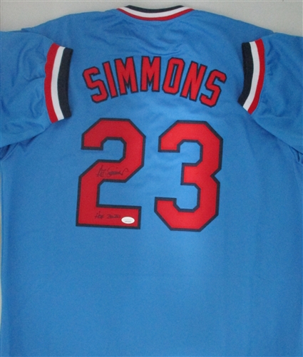 TED SIMMONS SIGNED CUSTOM CARDINALS BLUE JERSEY W/ HOF - JSA