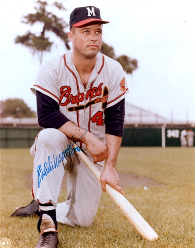 EDDIE MATHEWS (d) SIGNED 8X10 MILW. BRAVES PHOTO #2