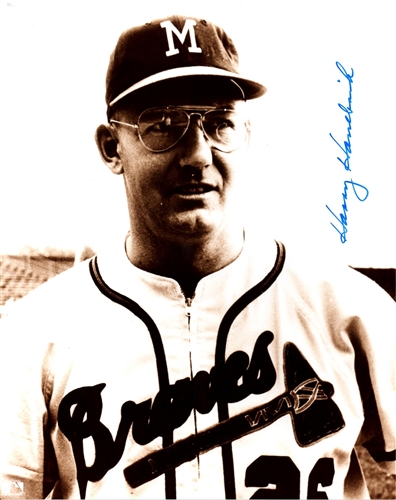 HARRY HANEBRINK (d) SIGNED 8X10 MILW. BRAVES PHOTO #1