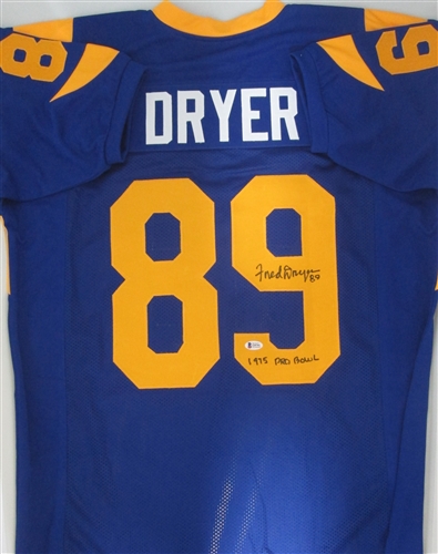 FRED DRYER SIGNED CUSTOM LA RAMS JERSEY - BECKETT COA