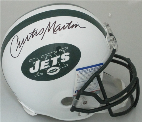 CURTIS MARTIN SIGNED FULL SIZE REPLICA JETS HELMET - PSA