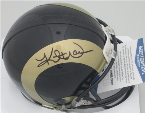 KURT WARNER SIGNED RAMS MINI HELMET - BECKET