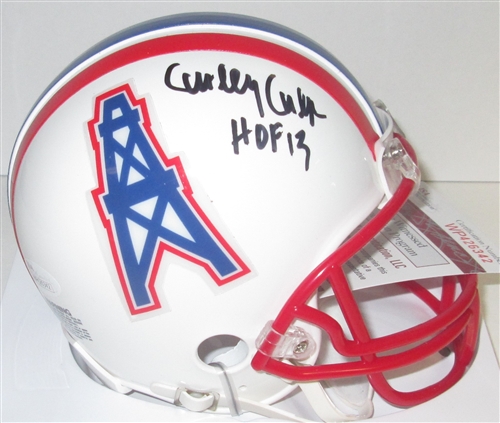 CURLEY CULP SIGNED OILERS MINI HELMET W/ HOF '13 - JSA