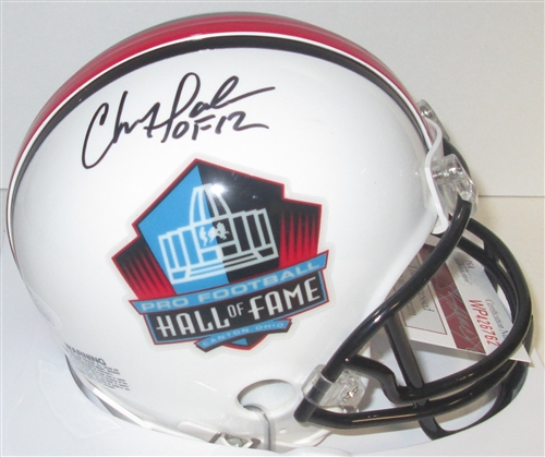 CHRIS DOLEMAN SIGNED HOF LOGO MINI HELMET W/ HOF '12 - JSA