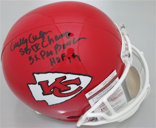 CURLEY CULP SIGNED FULL SIZE CHIEFS REPLICA HELMET W/ SCRIPTS - JSA