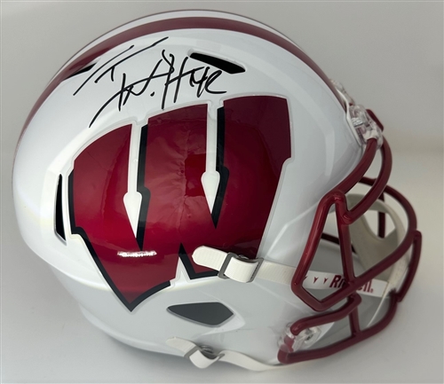 TJ WATT SIGNED WI BADGERS FULL SIZE REPLICA REPLICA SPEED HELMET - BAS