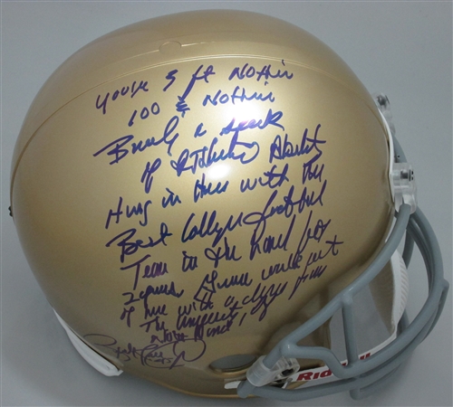 RUDY RUETTIGER SIGNED NOTRE DAME REPLICA HELMET W/ 5 FT NOTHIN SPEECH - JSA