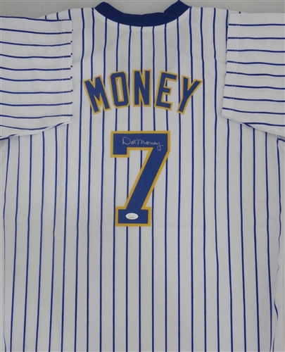 DON MONEY SIGNED CUSTOM REPLICA BREWERS PINSTRIPE JERSEY - JSA