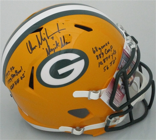 DON MAJKOWSKI SIGNED FULL SIZE PACKERS REPLICA SPEED HELMET W/ SCRIPTS - JSA