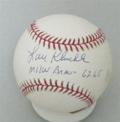 LOU KLIMCHOCK SIGNED OFFICIAL MLB  BASEBALL W/ BRAVES 62-65