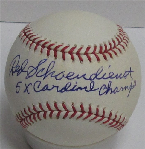 RED SCHOENDIENST SIGNED OFFICIAL MLB BASEBALL W/ 5x CARDINALS CHAMPS