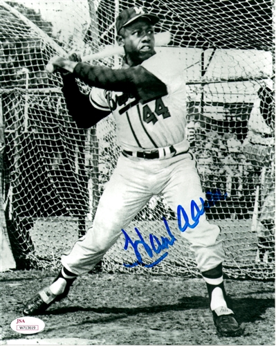 HENRY HANK AARON SIGNED 8X10 MILW. BRAVES PHOTO #11 - JSA