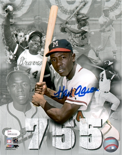 HENRY HANK AARON SIGNED 8X10 MILW. BRAVES PHOTO #2 - JSA