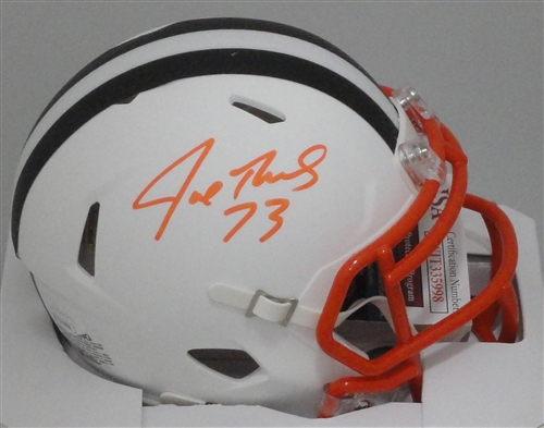 JOE THOMAS SIGNED BROWNS FLAT WHITE MINI HELMET - JSA