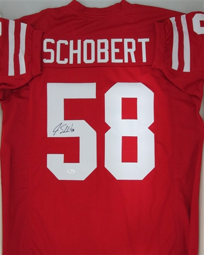 JOE SCHOBERT SIGNED CUSTOM REPLICA WI BADGERS RED JERSEY - JSA