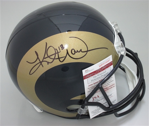 KURT WARNER SIGNED FULL SIZE REPLICA RAMS HELMET - JSA