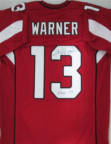 KURT WARNER SIGNED CUSTOM CARDINALS JERSEY W/ HOF 17 - JSA