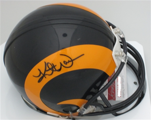 KURT WARNER SIGNED RAMS TB MINI HELMET - JSA