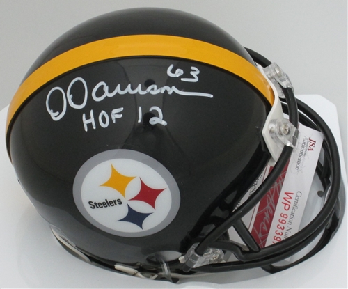 DERMONTTI DAWSON SIGNED STEELERS MINI HELMET W/ HOF '12 - JSA